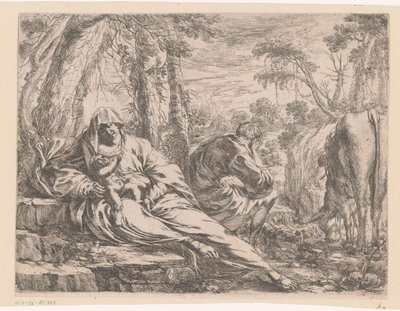 Repos pendant la fuite en Égypte - Henri Mauperché (possibly)