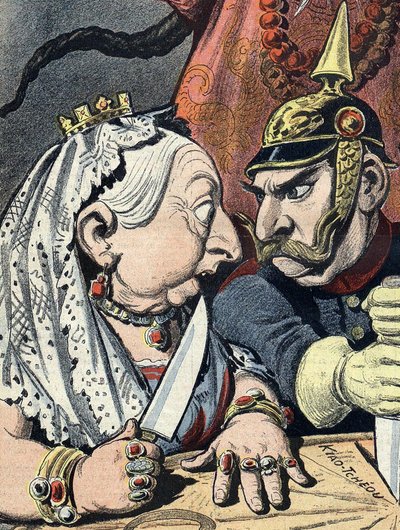 Caricature de la reine Victoria et caricature de Guillaume II d