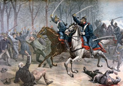 Charge de cavalerie, émeutes allemandes à Leipzig, 1892 - Henri Meyer