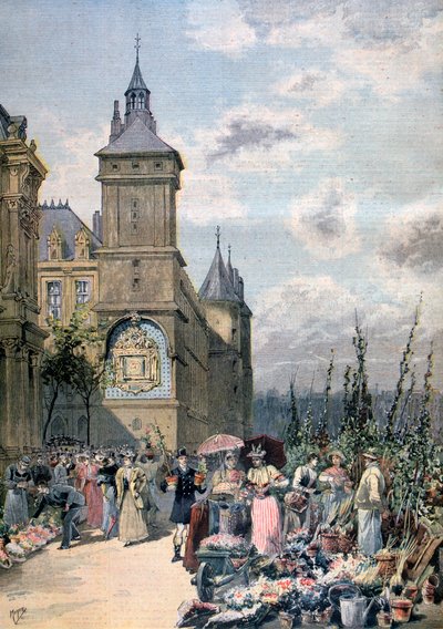 Marché aux fleurs au printemps, Paris, 1893 - Henri Meyer