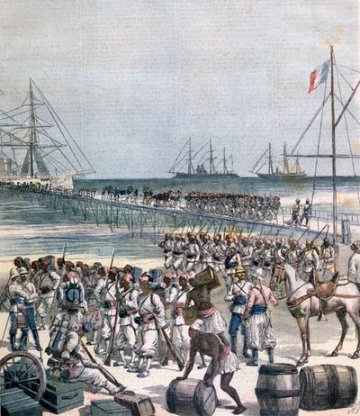 Débarquement des troupes sénégalaises au nouveau quai de Cotonou, Bénin, 1892 - Henri Meyer