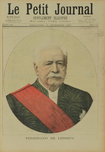Portrait de Ferdinand Marie de Lesseps (1805-94) du Petit Journal, 16 décembre 1894 - Henri Meyer