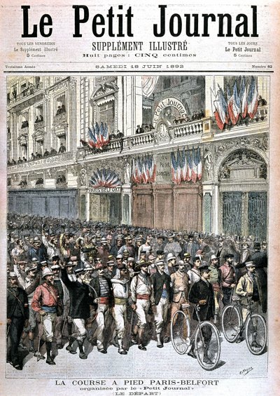 Départ de la foule participant à la course Paris - Belfort organisée par le Petit Journal - dans "Le petit journal" du 18/06/1892 - Henri Meyer