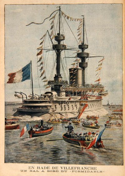 Port de Villefranche, un bal à bord du Formidable, illustration du Petit Journal, gravée par P.H.G.V. Michel, 1er mars 1896 - Henri Meyer