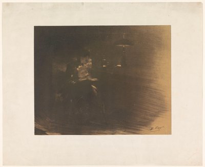 Pièce sombre avec une femme lisant - Henri Patrice Dillon (signed by artist)