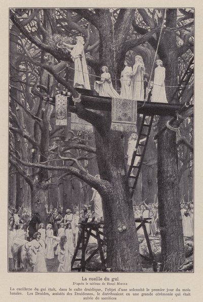 Druides coupant le gui le sixième jour de la lune (lithographie) - Henri Paul (after) Motte