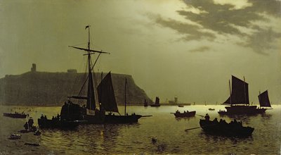 Château et port de Scarborough au clair de lune, 1876 - Henri Philippe Neumans