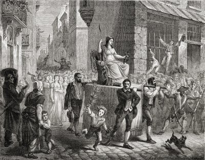 La procession de la déesse de la Raison, 10 novembre 1793, de 