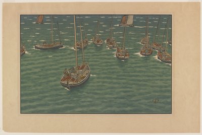 Bateaux au mouillage à Tréboul, planche 5 de "Le Beau Pays de Bretagne" - Henri Rivière