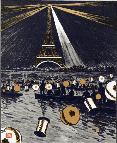 Festivités sur la Seine, 14 juillet (De Trente-Six Vues de la Tour Eiffel) - Henri Rivière