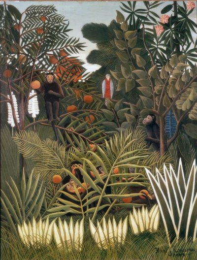 Paysage exotique avec singes et un perroquet - Henri Rousseau