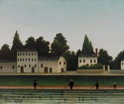 Paysage et quatre pêcheurs à la ligne - Henri Rousseau