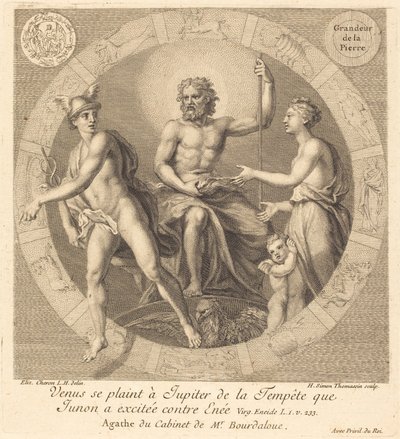 Vénus se plaint à Jupiter de la tempête que Junon a excitée contre Énée - Henri Simon Thomassin after Elisabeth Sophie Cheron