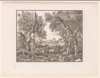 Paysage avec une ville en arrière-plan - Henri Thomann