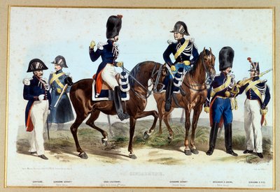 Gendarmes sous le Second Empire. Lithographie de Villain - Henri Villain