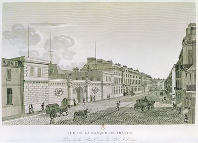 La Banque de France depuis la Rue Croix-Petits-Champs, gravée par Eugène Dubois - Henri after Courvoisier Voisin