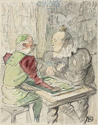 Le jeu de cartes du roi, copie, après 1895 - Henri de (after) Toulouse Lautrec