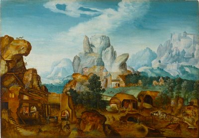 Paysage rocheux avec une forge La Fuite en Égypte - Henri de Herri met de Bles
