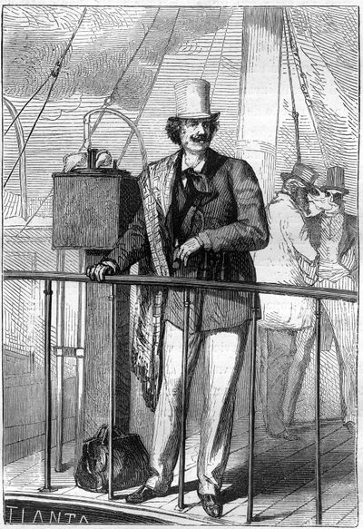 Illustration du livre "De la Terre à la Lune" de Jules Verne, édition Hetzel - Henri de Montaut