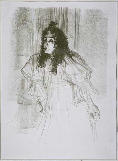 Portrait de May Belfort (May Egan) avec deux figures et un piano - Henri de Toulouse Lautrec (signed by artist)