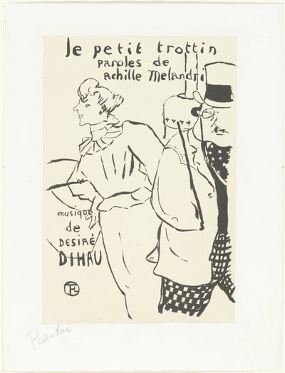 Femme comme coursière et homme avec chapeau - Henri de Toulouse Lautrec (signed by artist)