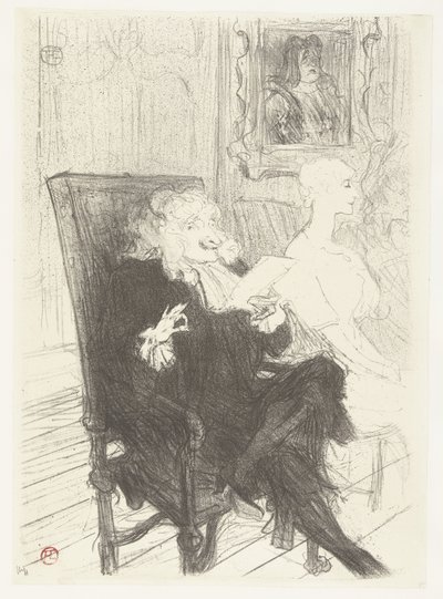 Acteurs Jules Charles Truffier et Marguerite Moreno dans la pièce Les femmes savantes - Henri de Toulouse Lautrec