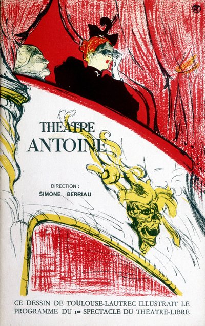 Couverture du programme du théâtre Antoine, dirigé par Simone Berriau, 1956. Illustration de Toulouse Lautrec - Henri de Toulouse Lautrec