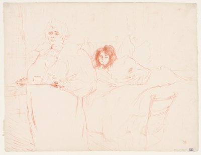 Elles : Femme portant un plateau, Mme Baron et Mlle Popo - Henri de Toulouse Lautrec