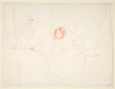 Femme au plateau, petit déjeuner, Madame Baron et Mademoiselle Popo - Henri de Toulouse Lautrec