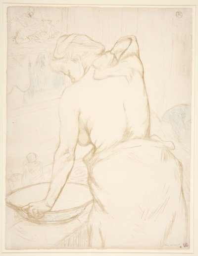 Femme qui se lave, la toilette, de la série Elles - Henri de Toulouse Lautrec