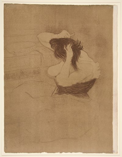 Femme qui se peigne, la coiffure, de la série Elles - Henri de Toulouse Lautrec