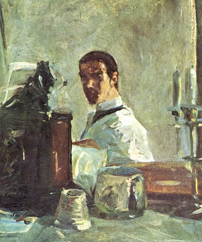 Français :  Auto-portrait devant un miroir Self-portrait in front of a mirror - Henri de Toulouse Lautrec