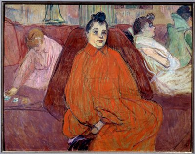Dans le salon, le canapé. Prostituées dans un bordel attendant des clients - Henri de Toulouse Lautrec