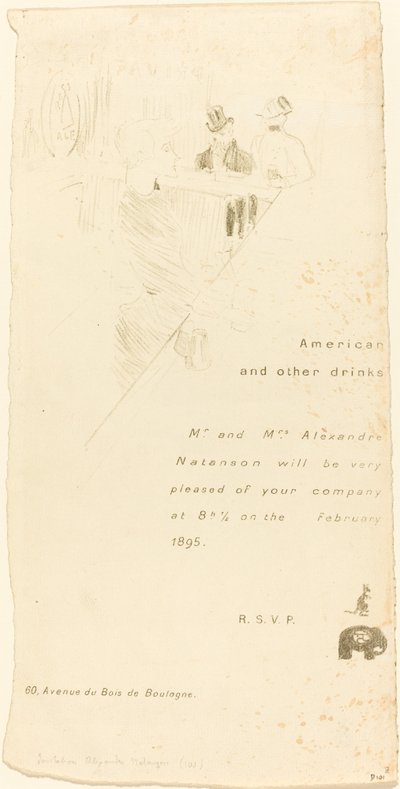 Invitation de M. et Mme Alexandre Natanson - Henri de Toulouse Lautrec