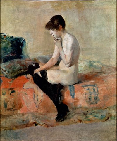 Étude de nu. Femme nue assise sur un canapé. Peinture par Henri de Toulouse-Lautrec - Henri de Toulouse Lautrec