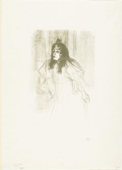 Portrait de la chanteuse May Belfort avec cheveux lâchés - Henri de Toulouse Lautrec
