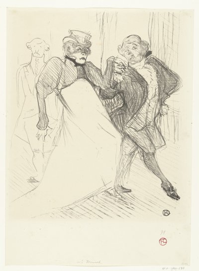 Portrait des acteurs Gabrielle Rejane et Felix Galipaux dans la pièce Madame Sans-Gêne - Henri de Toulouse Lautrec