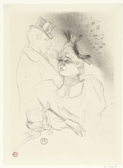 Portrait de la chanteuse Marcelle Lender et du comique Louis Bouchenez ou le Baron en représentation (Mademoiselle Lender et Baron) - Henri de Toulouse Lautrec