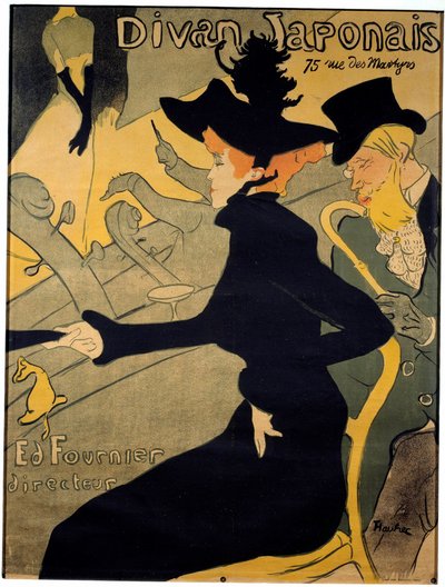 Affiche pour le cabaret parisien "Le Divan japonais" représentant la danseuse Jane Avril (1868-1943) et l