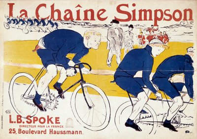 Affiche pour les chaînes de bicyclettes Simpson. Illustration par Henri de Toulouse-Lautrec (1864-1901). 19ème siècle. Paris, bibliothèque des arts décoratifs - Henri de Toulouse Lautrec