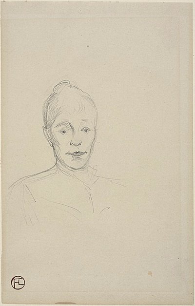 Étude : Visage de femme avec un col haut - Henri de Toulouse Lautrec