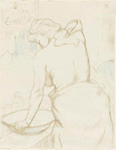 Femme se lavant—La Toilette, planche cinq de Elles - Henri de Toulouse Lautrec