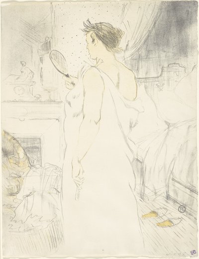 Femme au miroir—Miroir en main, planche six de Elles - Henri de Toulouse Lautrec