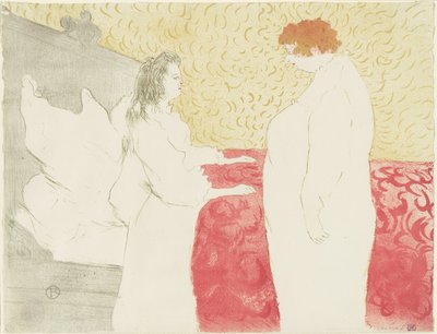 Femme au lit, profil, se levant, planche huit de Elles - Henri de Toulouse Lautrec