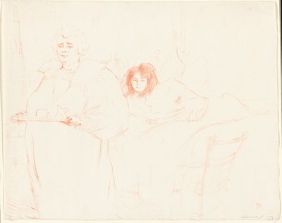 Femme avec un Plateau—Petit Déjeuner (Madame Baron et Mademoiselle Popo), deuxième planche de Elles - Henri de Toulouse Lautrec