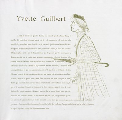 Yvette Guilbert - Série française : N° 1 - Henri de Toulouse Lautrec