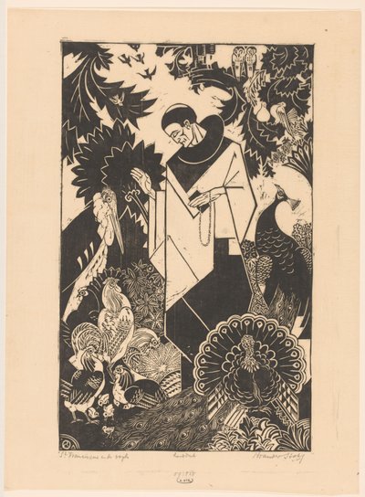 Saint François et les oiseaux - Henri van der Stok (signed by artist)