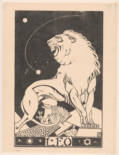 Signe du zodiaque Lion - Henri van der Stok (signed by artist)