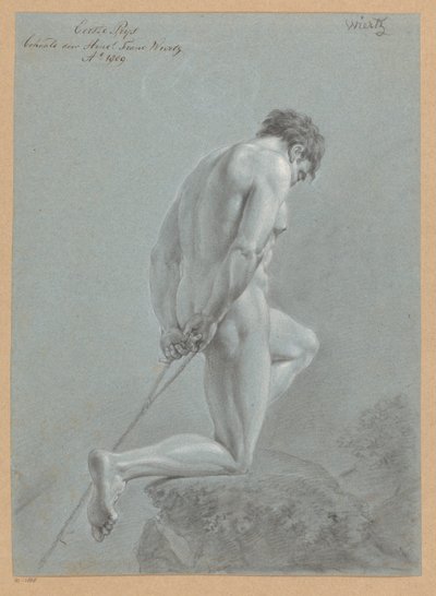 Nu masculin agenouillé, vu de côté (1er prix 1809) - Henricus Franciscus Wiertz