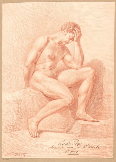 Homme nu assis vu de côté (2e prix 1807) - Henricus Franciscus Wiertz